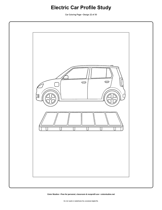 Electric Car Profile Study printable car coloring page.