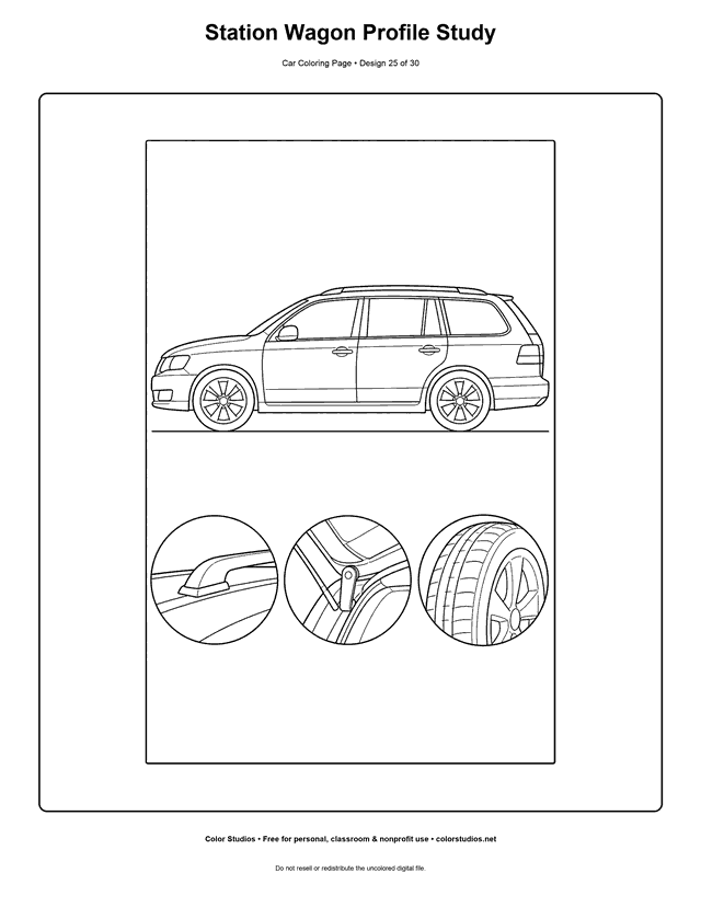 Station Wagon Profile Study printable car coloring page.