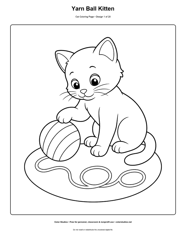 Preview of an original cat coloring page