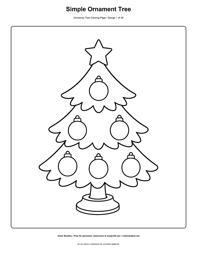 Preview of an original christmas tree coloring page