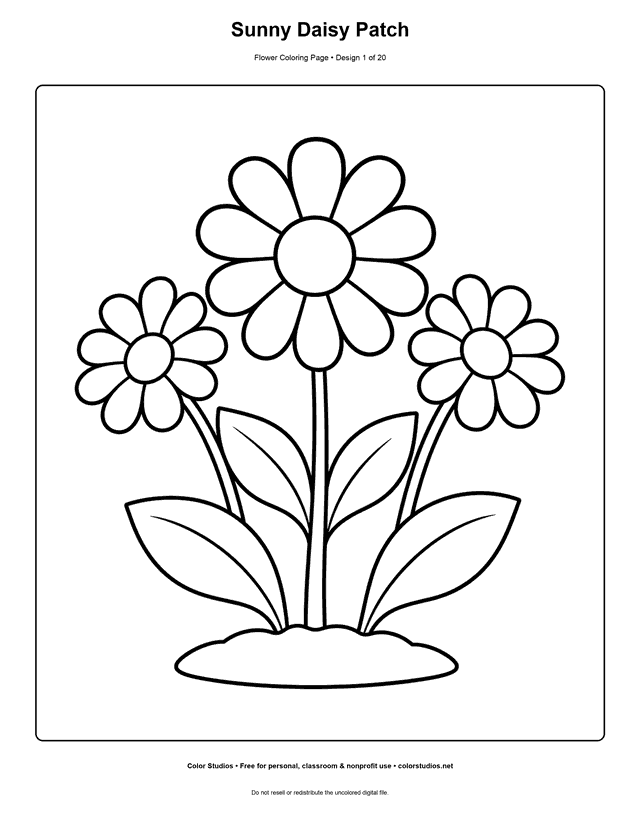 Preview of an original flower coloring page