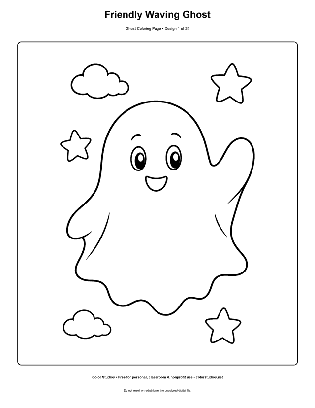 Preview of an original ghost coloring page