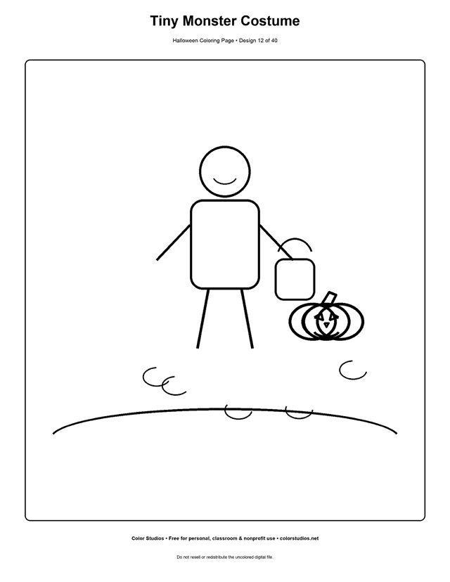 Child in a cute original monster costume coloring page.
