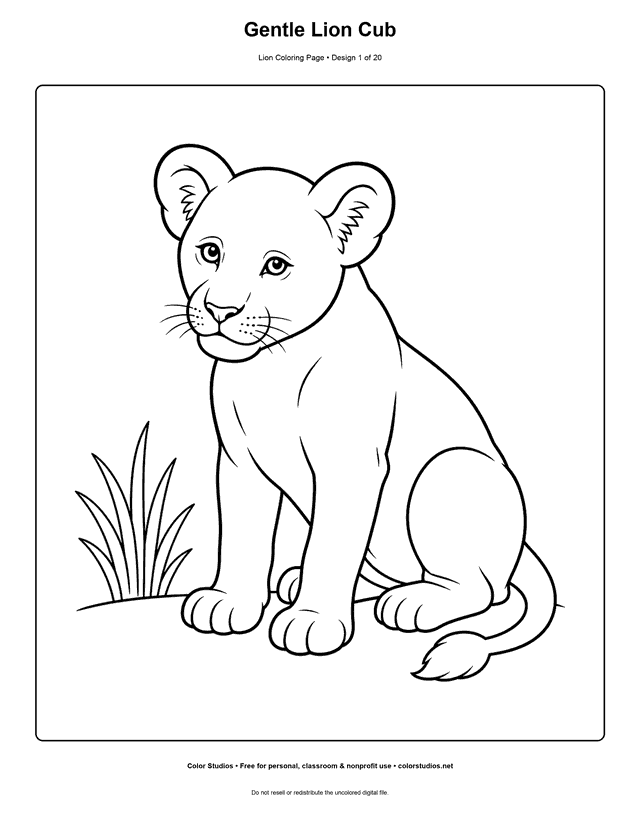 Preview of an original lion coloring page