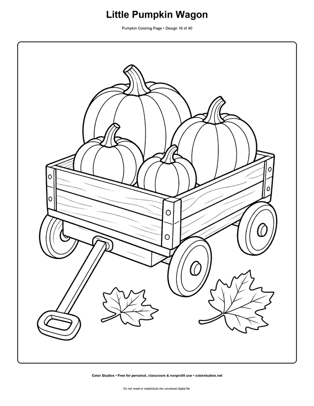 Little Pumpkin Wagon free printable pumpkin coloring page.