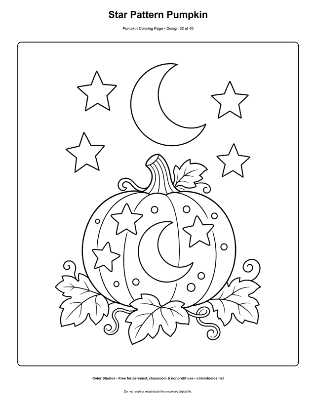 Star Pattern Pumpkin free printable pumpkin coloring page.