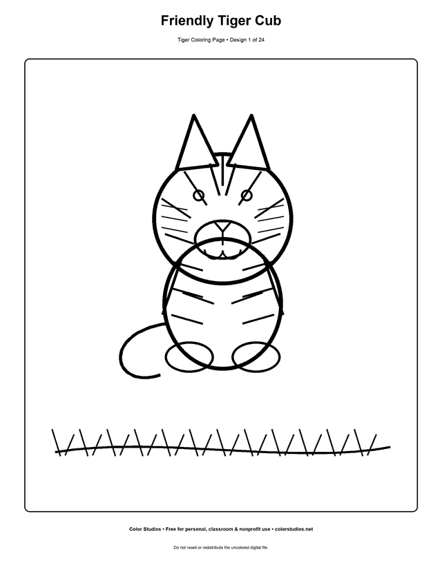 Preview of an original tiger coloring page