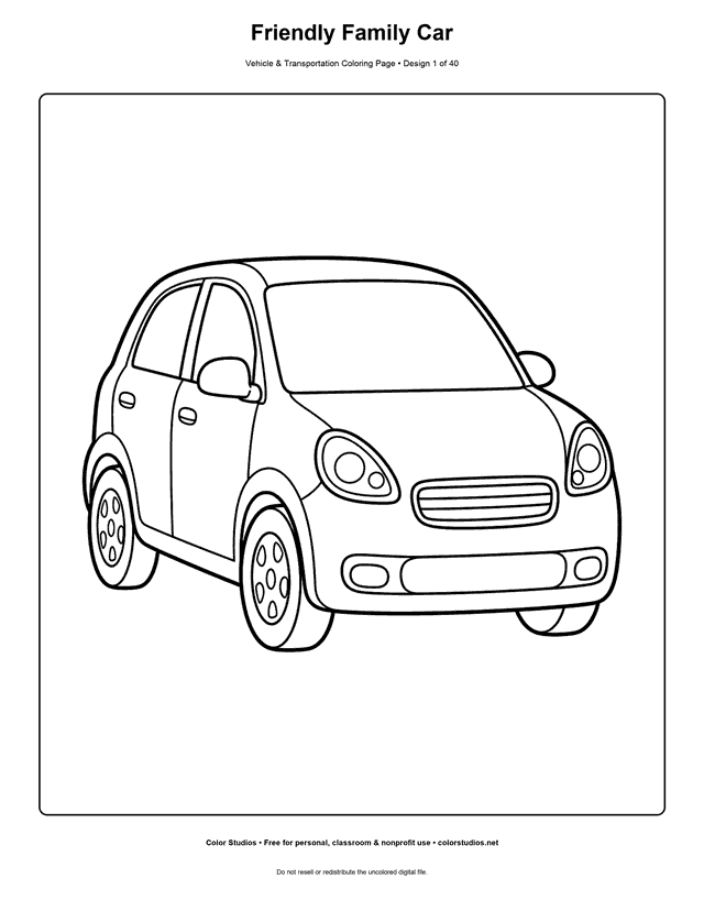 Preview of an original vehicle coloring page