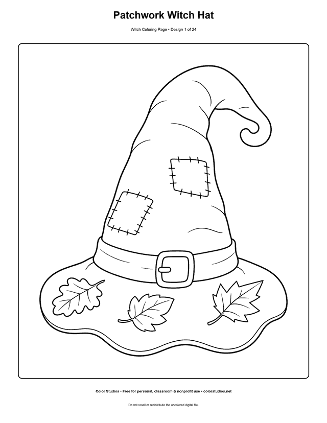 Preview of an original witch coloring page