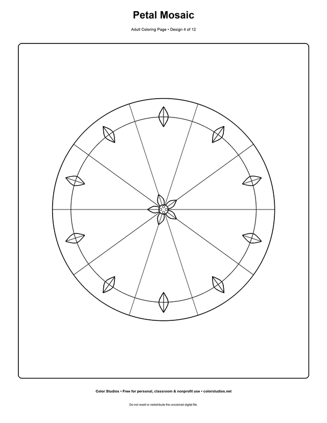 Petal Mosaic, an original adult coloring page with detailed complexity