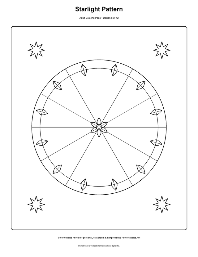 Starlight Pattern, an original adult coloring page with detailed complexity