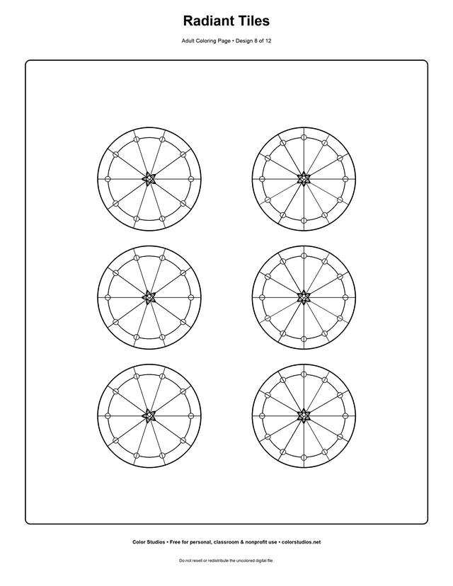 Radiant Tiles, an original adult coloring page with detailed complexity