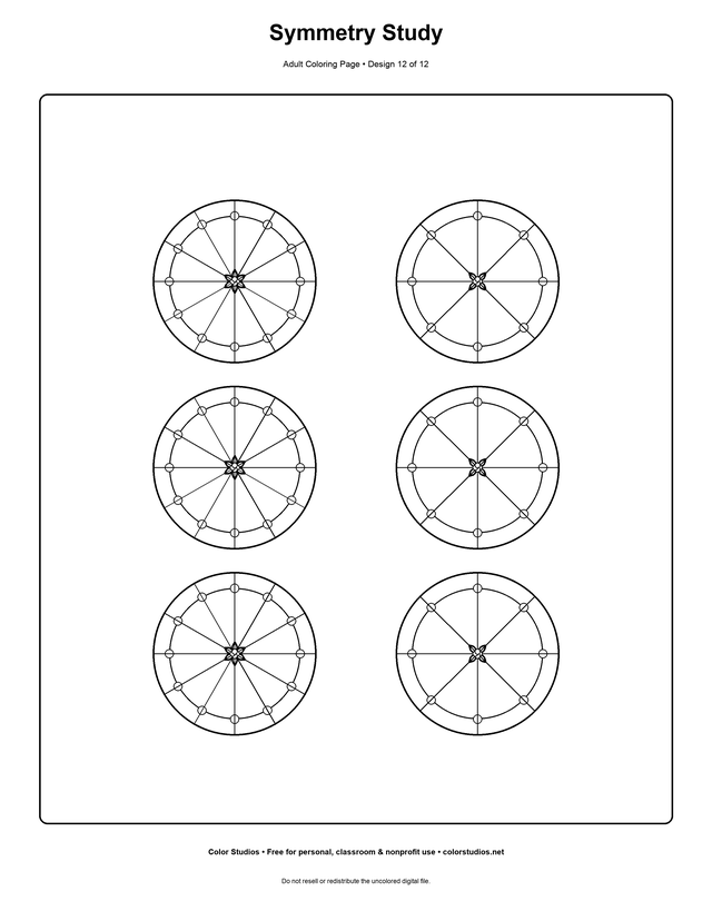 Symmetry Study, an original adult coloring page with detailed complexity