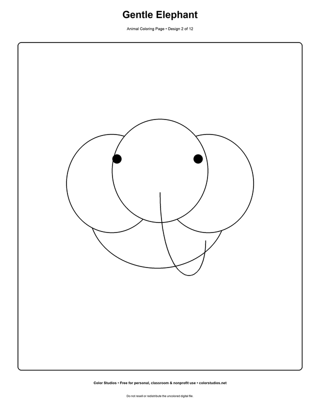 Gentle Elephant, an original animal coloring page with medium complexity