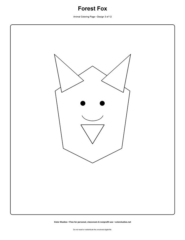 Forest Fox, an original animal coloring page with detailed complexity