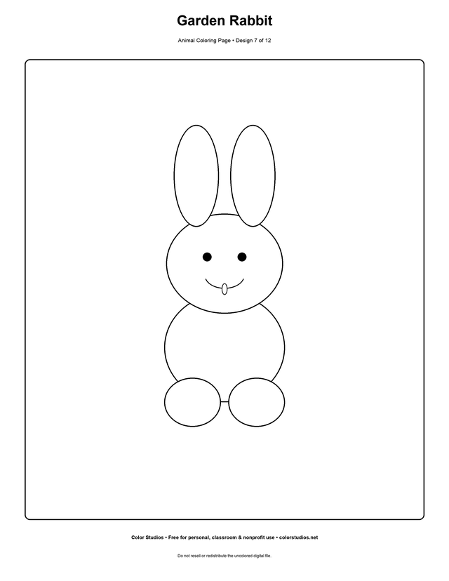 Garden Rabbit, an original animal coloring page with easy complexity