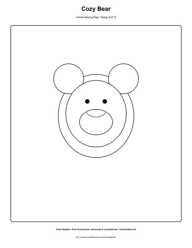Cozy Bear, an original animal coloring page with medium complexity