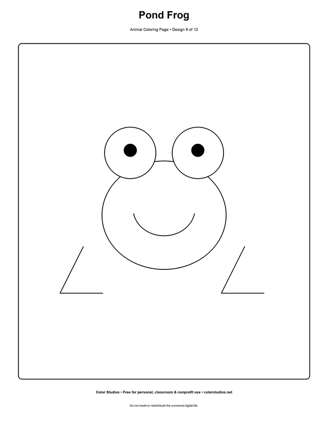 Pond Frog, an original animal coloring page with detailed complexity