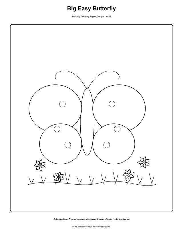 Preview of an original butterfly coloring page