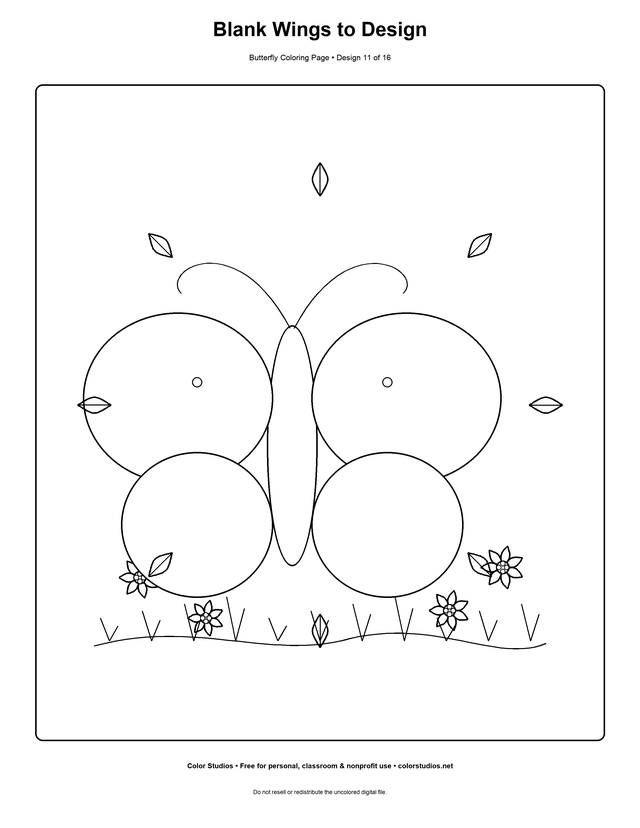 Blank Wings to Design, an original butterfly coloring page with medium complexity