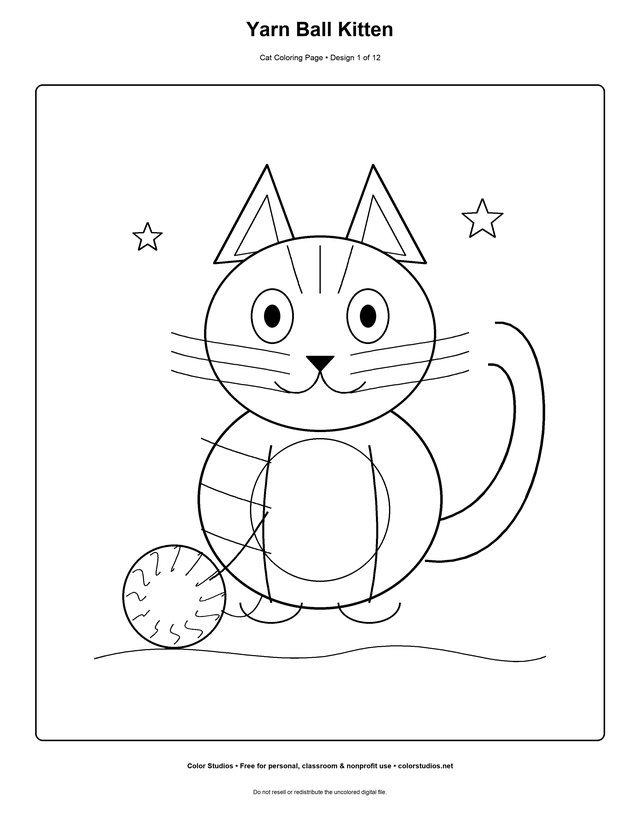 Preview of an original cat coloring page
