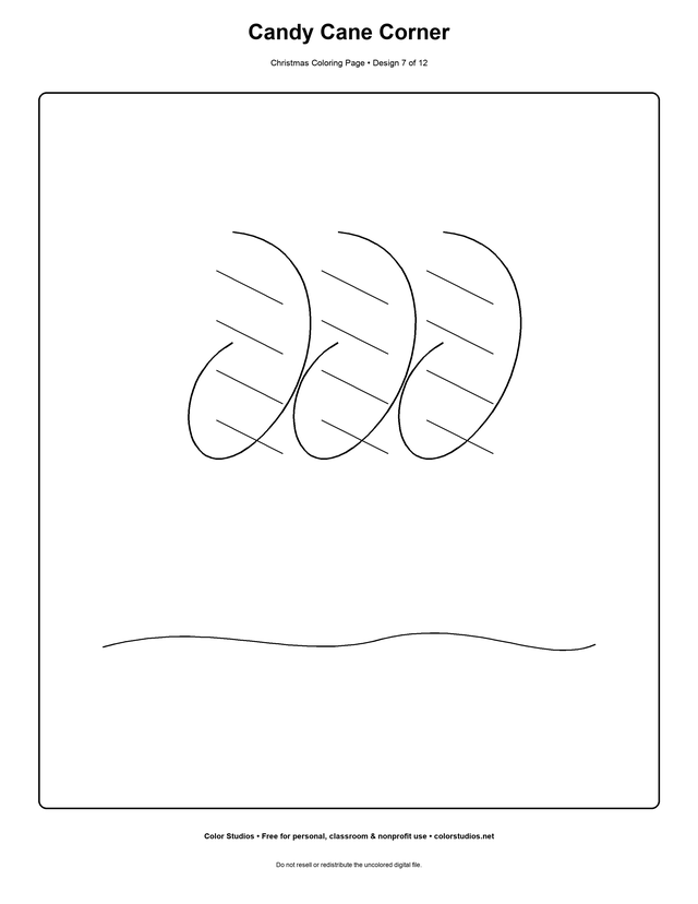 Candy Cane Corner, an original christmas coloring page with easy complexity