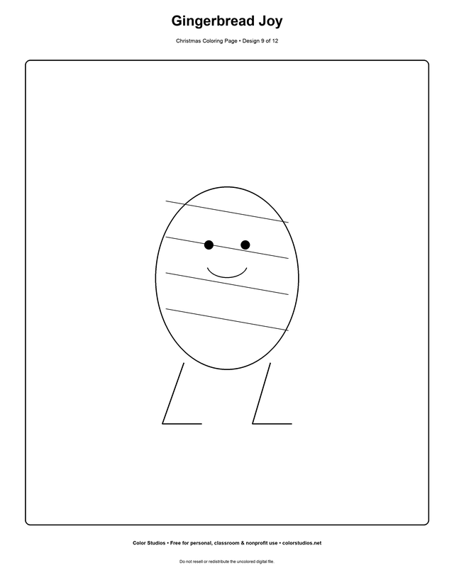 Gingerbread Joy, an original christmas coloring page with detailed complexity
