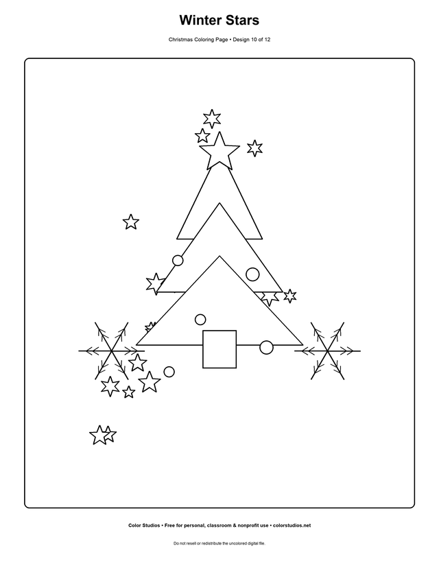 Winter Stars, an original christmas coloring page with easy complexity