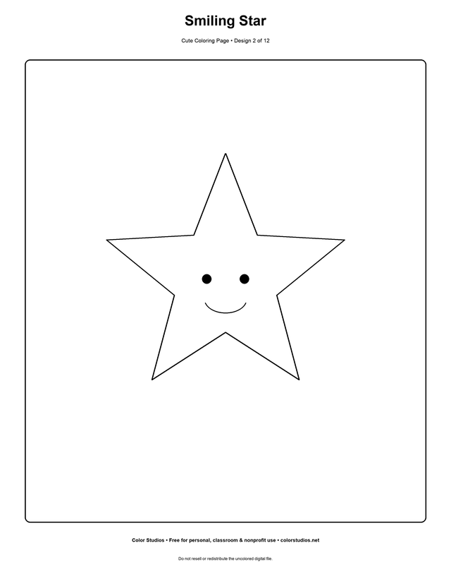 Smiling Star, an original cute coloring page with medium complexity