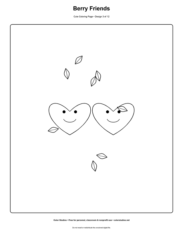 Berry Friends, an original cute coloring page with detailed complexity