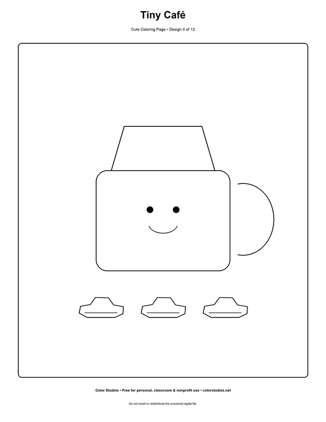 Tiny Café, an original cute coloring page with easy complexity