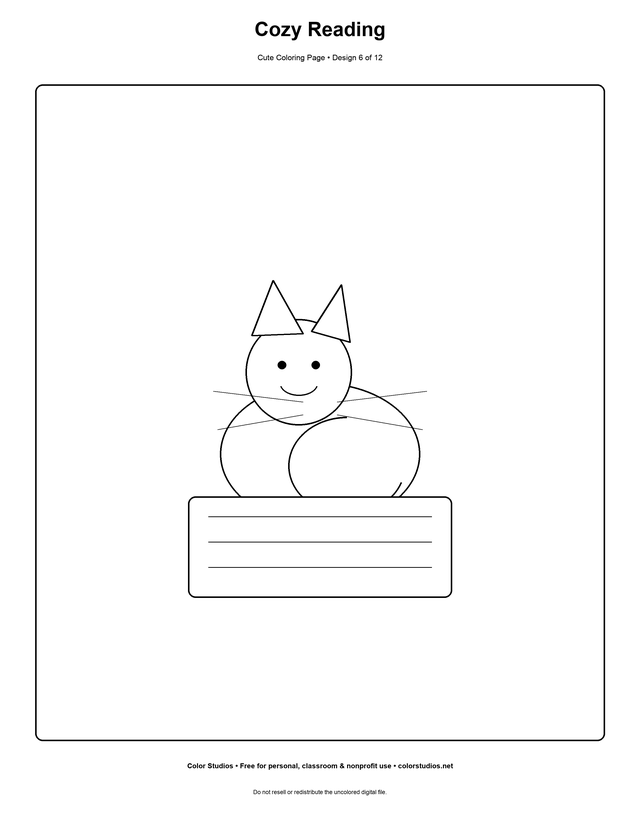 Cozy Reading, an original cute coloring page with detailed complexity