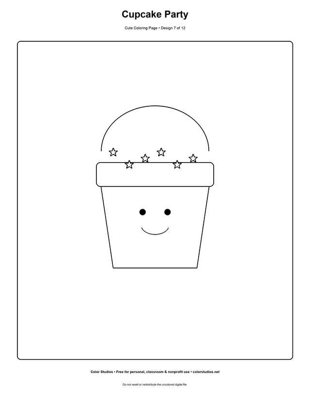 Cupcake Party, an original cute coloring page with easy complexity