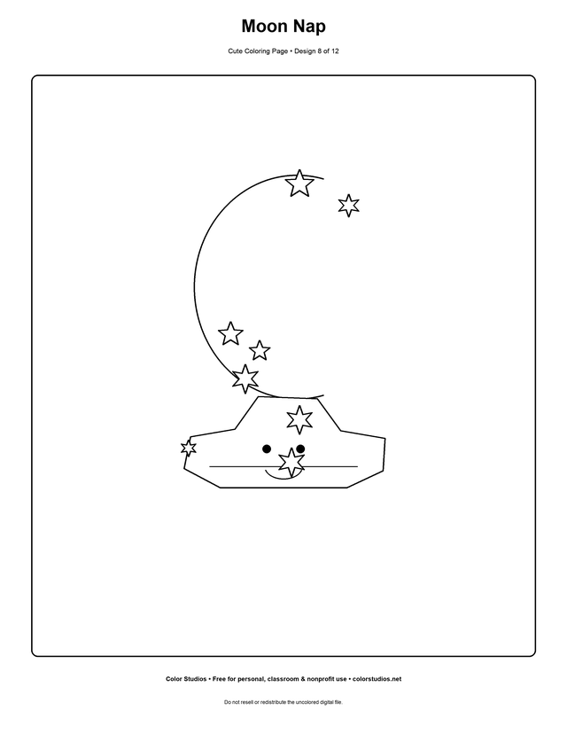 Moon Nap, an original cute coloring page with medium complexity