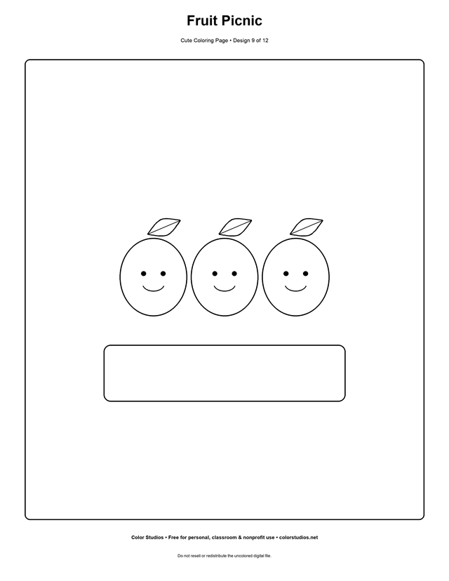 Fruit Picnic, an original cute coloring page with detailed complexity
