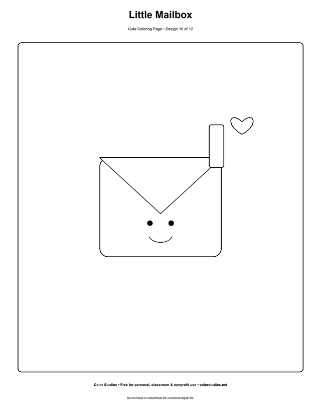 Little Mailbox, an original cute coloring page with easy complexity
