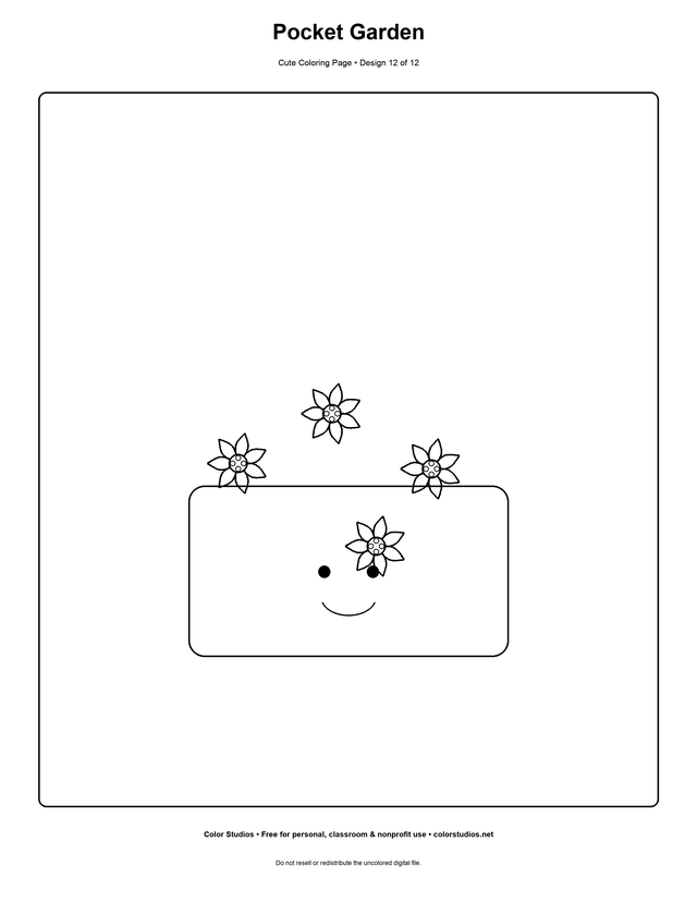 Pocket Garden, an original cute coloring page with detailed complexity