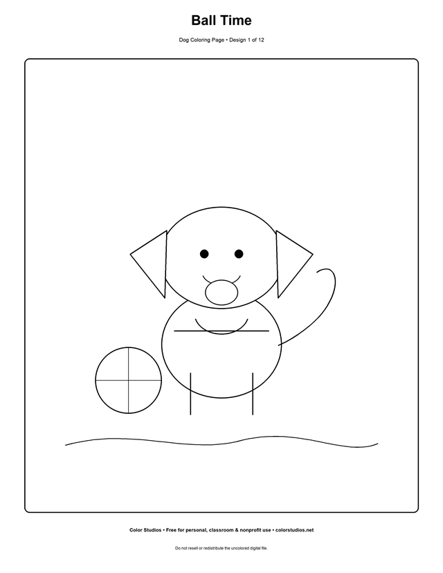 Preview of an original dog coloring page