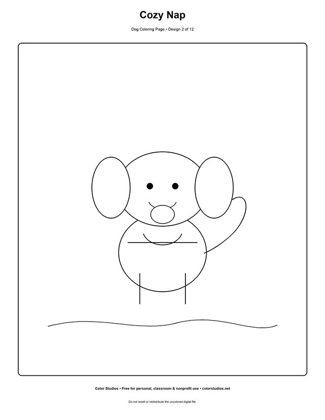 Cozy Nap, an original dog coloring page with medium complexity