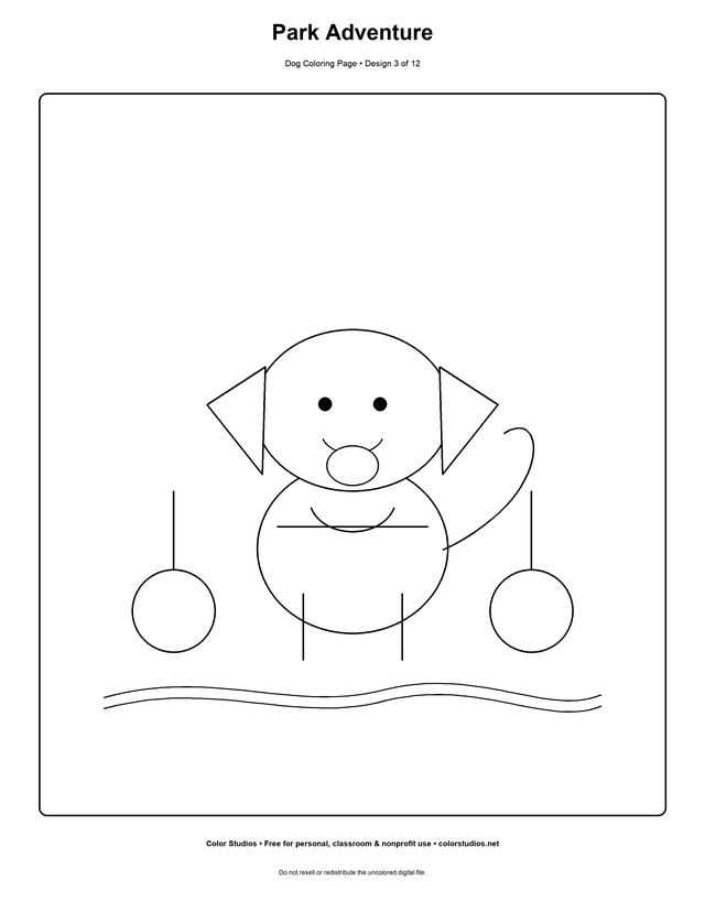 Park Adventure, an original dog coloring page with detailed complexity