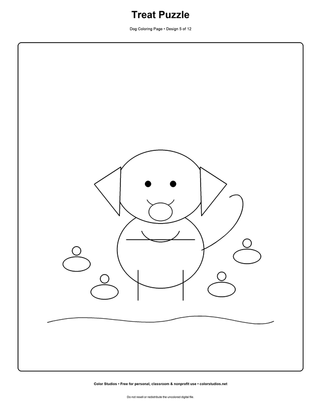 Treat Puzzle, an original dog coloring page with medium complexity