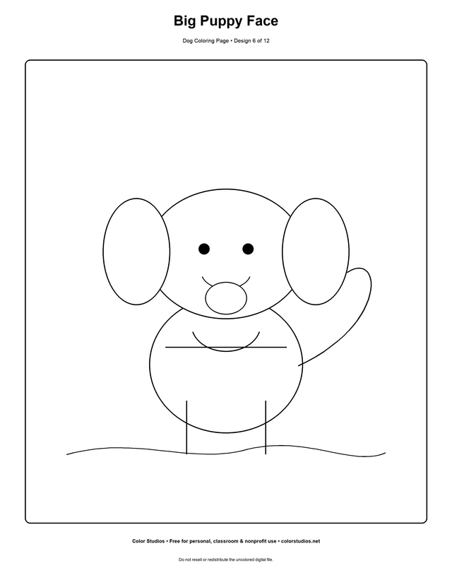Big Puppy Face, an original dog coloring page with detailed complexity
