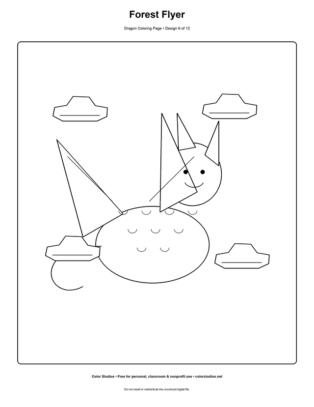 Forest Flyer, an original dragon coloring page with detailed complexity