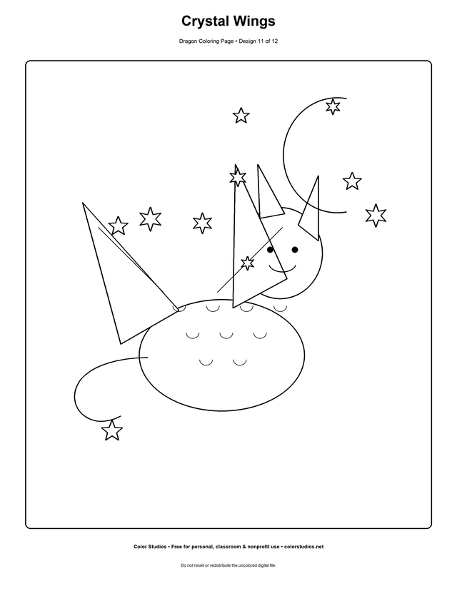 Crystal Wings, an original dragon coloring page with medium complexity