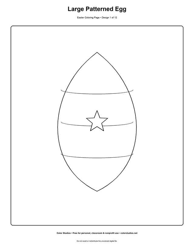 Large Patterned Egg, an original easter coloring page