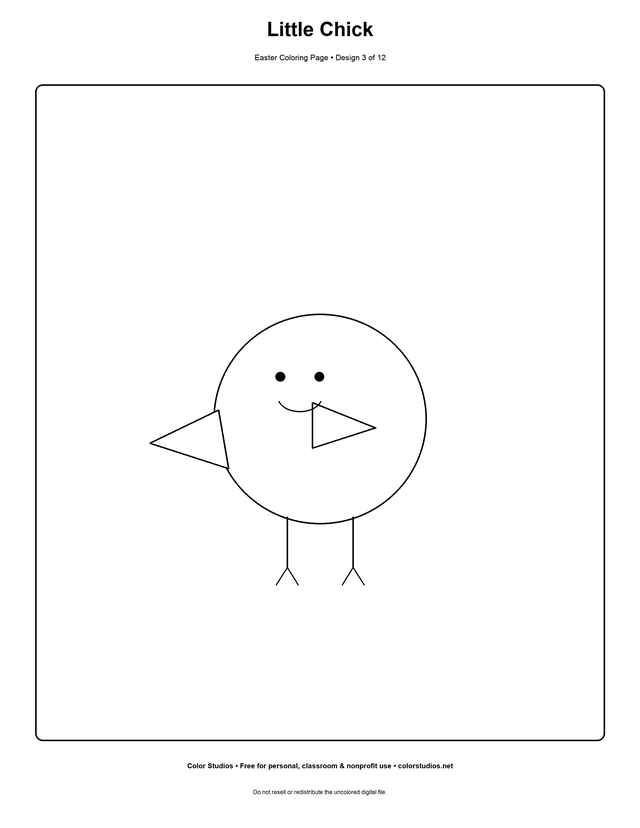 Little Chick, an original easter coloring page with detailed complexity