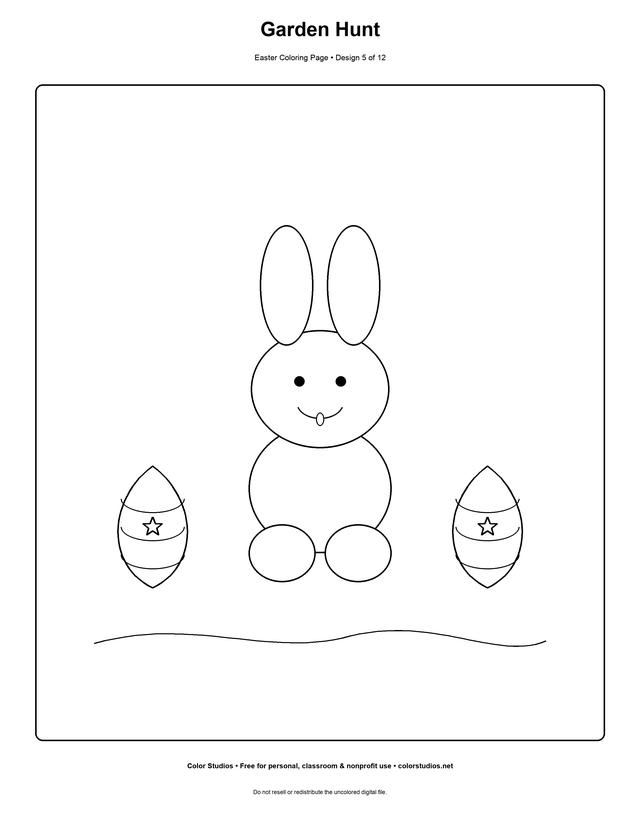 Garden Hunt, an original easter coloring page with medium complexity