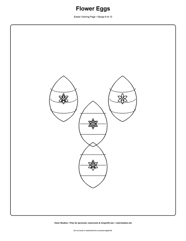 Flower Eggs, an original easter coloring page with medium complexity