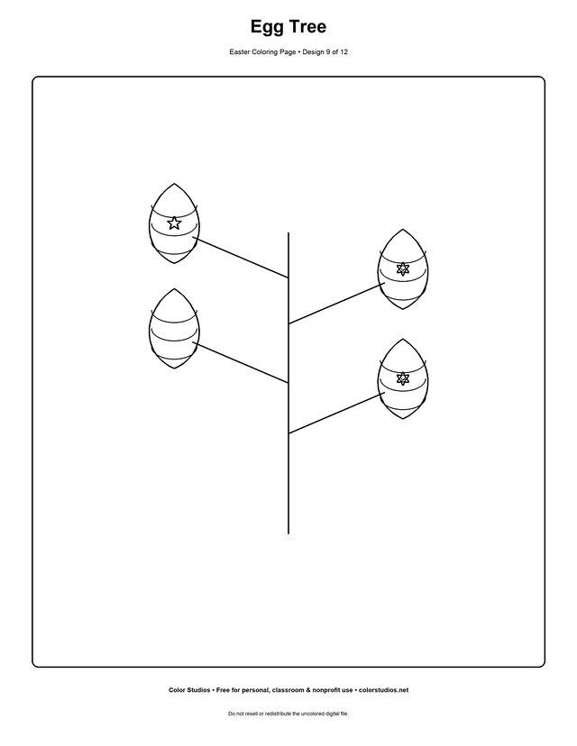 Egg Tree, an original easter coloring page with detailed complexity