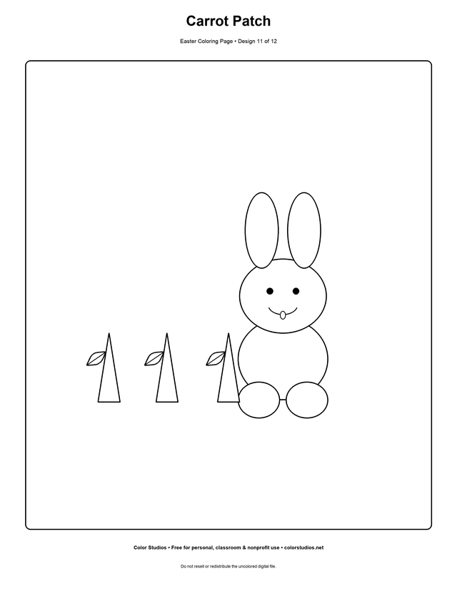 Carrot Patch, an original easter coloring page with medium complexity